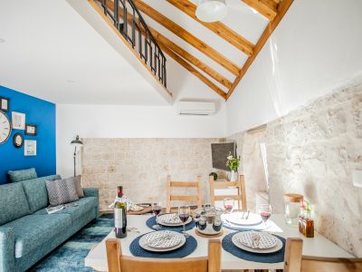 Living & dining room in Vivid flat with lofted bedroom