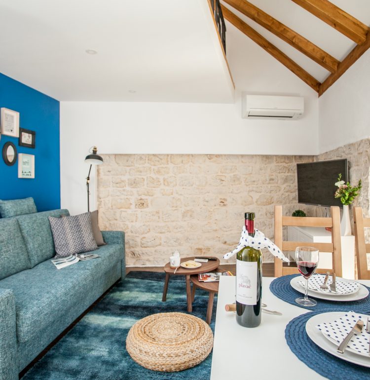 Living & dining room in Vivid flat with lofted bedroom