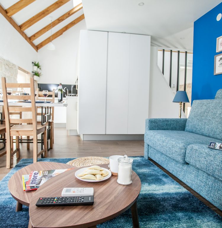 Living & dining room in Vivid flat with lofted bedroom