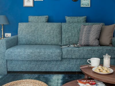 Living room in Vivid flat with lofted bedroom